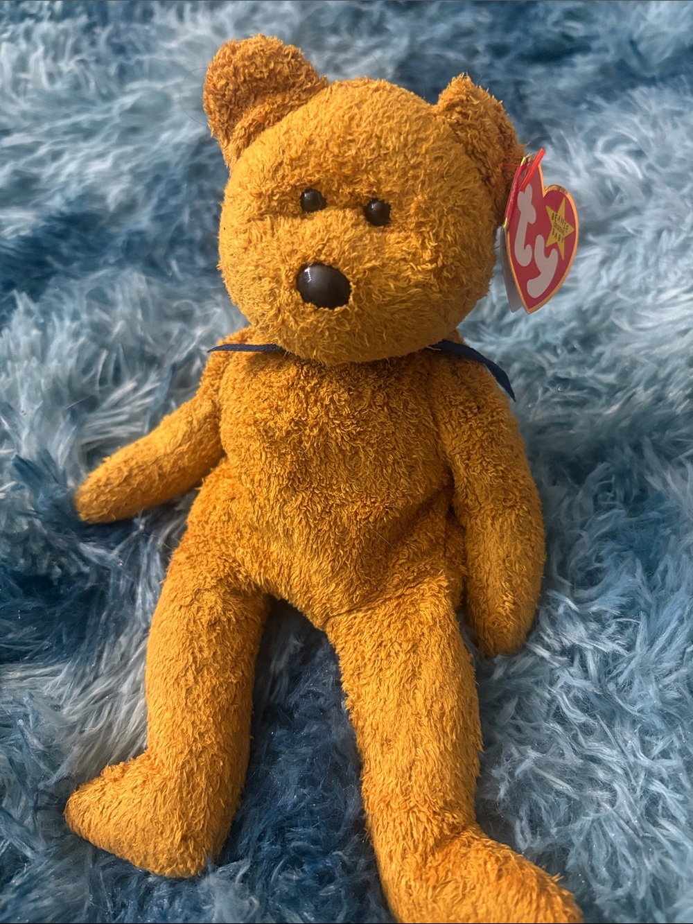 Ty Orange Plush Bear with Heart Tag